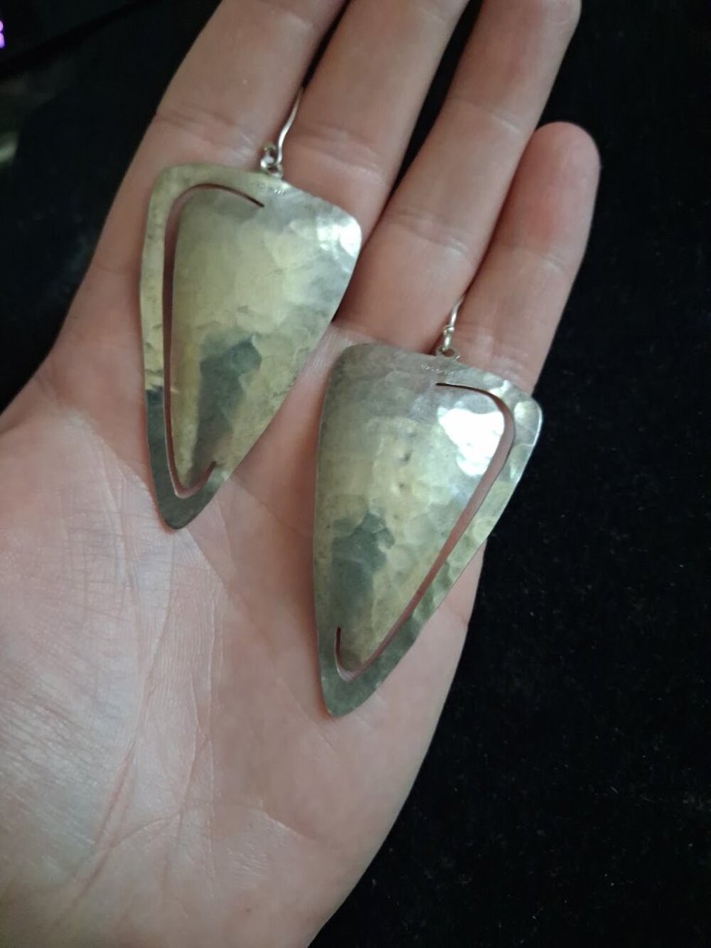 Large Unusual Sterling silver dangle earrings